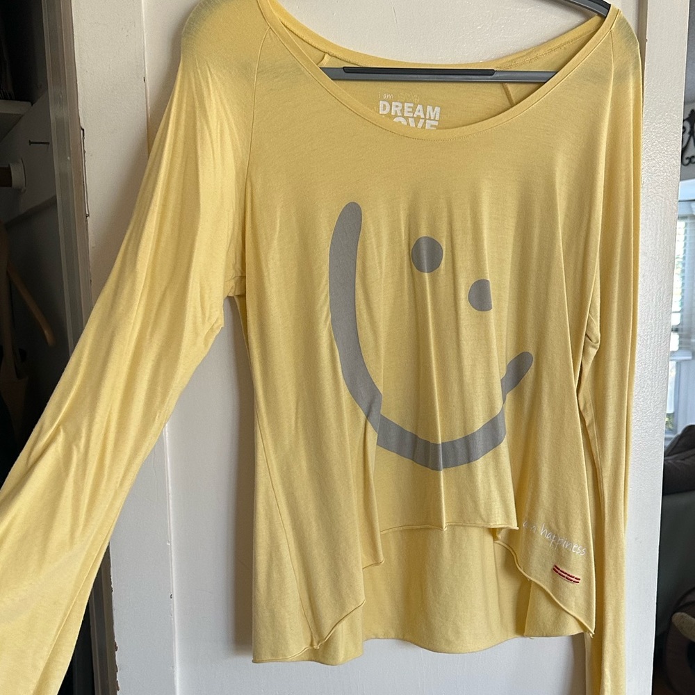 Almost new long sleeved buttery yellow happy tshirt!